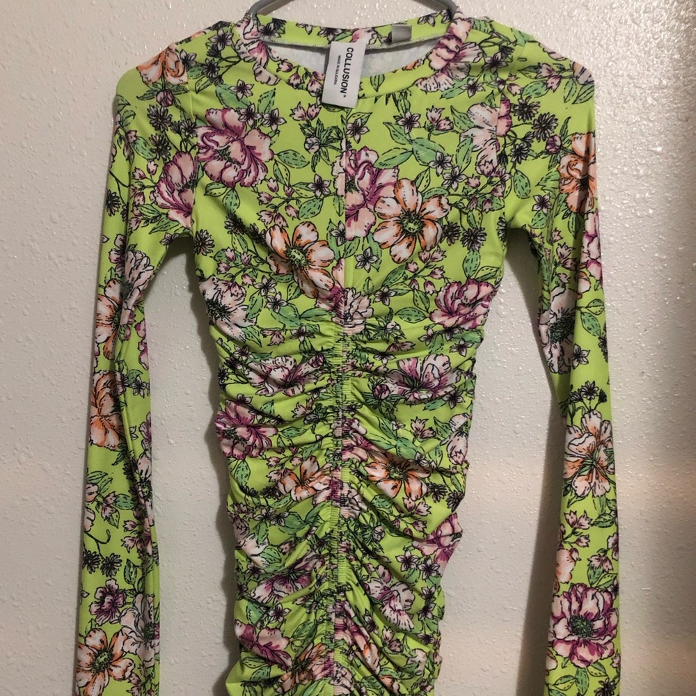 Neon Green Body-con Dress, Collusion Brand - Picture 4 of 5